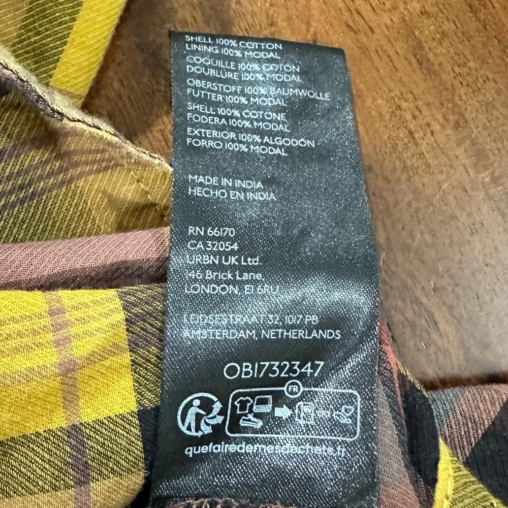 Anthropologie Pilcro Long-Sleeve Tiered High-Low Dress Fall Plaid Collar Boho M - Picture 7 of 9